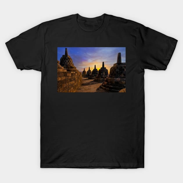 Borobudur Sunrise. T-Shirt by bulljup